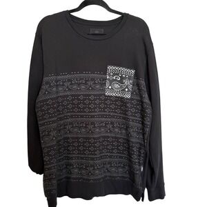 ON THE BYAS Mens Black Long Sleeve Graphic Print Crew Neck Sweatshirt XL